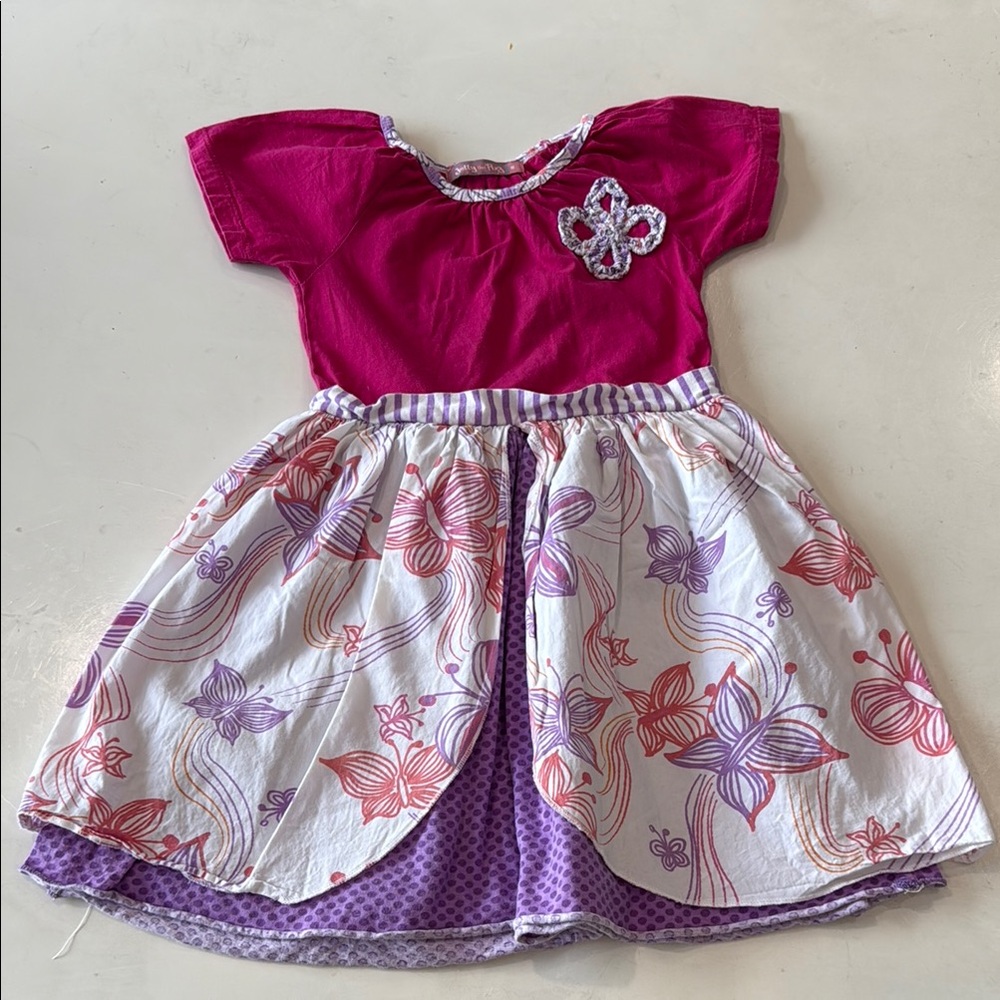 Jelly the Pug Pink & Purple Felicity Cotton Dress Size 8